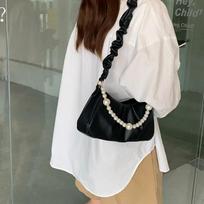 Fold Women's Clutches Design Pearl chain Sling bag for female Axillary Shoulder bags Small PU Leather Women Luxury handbag bolsa 23X11X7CM juoda