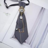 New Adjustable Bow Tie Metal Chain Rhinestone Chain Necktie Vintage Womens Tie Party pilka