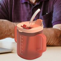 300mLDrinking Cup Elderly Drinking Cup Anti-choking Design Drinking Cup with Handles Feeding Cup With Lid and Straw For Patient 300mL