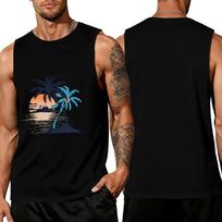Men’s Sleeveless Crew Neck Tank Top with Tropical Tree and Print Casual Relaxed Fit Shirt XXXXXL juoda