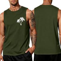 Men’s Sleeveless Crew Neck Tank Top with Tree Print Casual Loose Fit Muscle Shirt for Everyday Wear L