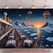 2D Hot Air Balloon Arctic Scenery Backdrop Cruise Vacation Photography Props 47.2x31.5inch/120*80cm
