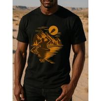 European sizes Men's Outdoor Kayaking T-Shirt - Pure Cotton Short Sleeve Shirt with Kayak & Paddle Print, Round Neck Casual Beach Wear S juoda