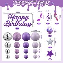 Cake 32Pcs Toppers Purple Disco Balls Diy Cake Decoration Accessories Themed Birthday Party Supplies Kpop Music Party Decoration