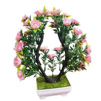 Multicolor Artificial Plants Bonsai Table Decoration with Flowerpot Simulation Flower Tree Pot Plastic Photography Props rožinė
