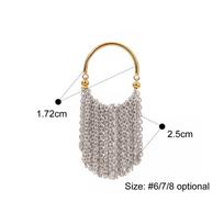 18K Gold Tassel Chain Ring Stainless Steel Silver Color Wide Ring Gold Color Tassel Embellishments Geometric Ring Hip Hop Style