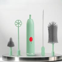 Brush Cleaning Electric Bottle Brush Waterproof 360 Degree Rotating Long Handled Silicone Straw Pacifier Cleaning Brush Set