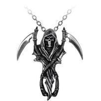 316L nerūdijančio plieno javapjūtės dalgio kaukolės pakabukas Grim Reaper gotikinis mirties pakabukas karoliai papuošalai Steel chain & pendant