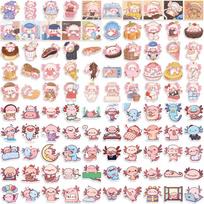 100 Cute Animals Axolotl Graffiti Stickers Decorate Guitar Notebook Suitcase DIY Waterproof