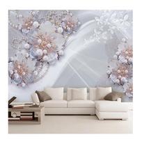 Sienų freskos Prabangūs 3D Papuošalai Gėlės Tapetai Europos Stiliaus Svetainės Sofa TV Fono Sienų Popierius Namų Dekoravimas 200 cm(W) x 140 cm(H)
