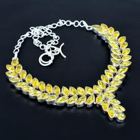 Citrine Heavy Necklace, 925 Sterling Silver Necklace, Citrine Designer Necklace, Handmade Necklace, Jewelry Christmas Day Gift 20" geltona