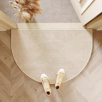 Line Cream Style Semi-Circular Carpet, Durable And Easy To Clean, Entrance Mat, Bathroom Door Mat, Home Decoration 40x60cm 16x24inch
