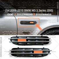 For 2006-2010 E60 BMW M5 5 Series Front Wing Grille Cover Panel Brandnew Chrome Car Fender Side Vents 51137896849 51137896850