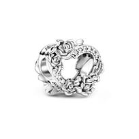 Pandora tuščiavidurė širdelė ir rožės pakabukas moterims Sidabrinis 799281C01 Box