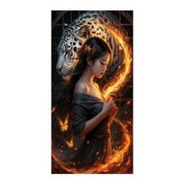 Tigers Leopards and Woman Large Size Diamond Painting New Collection Animals Diy Full Drill Rhinestone Embroidery Mosaic Cross Stitch Kits Square drill 30x60cm