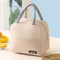 Pure Color Oxford Cloth Lunch Box Thermal Portable Insulati Bag Lunch Tiffin Box Meal Bag for Picnics And Work smėlis