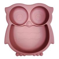 Owl Shape Toddler Suction Plates Food-Grade Silicone BPA-Free Stay Put Divided Baby Plates Non-Slip Unbreakable Baby Plate rožinė