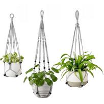 3pcs Handmade Flower Pot Net Basket Cotton Rope Bohemian Hanging Plant Basket Macrame Hanger