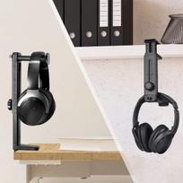 Multifunctional Rotating Clamp Headphone Stand, 2-in-1 Adjustable Desk Mount with Cable Organizer, Space Saving Design koralas