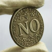 Replica YES NO Coin Floral Ornament, Silvery Grey Copper Commemorative Challenge Coin for Collectors Souvenir šviesiai pilka spalva