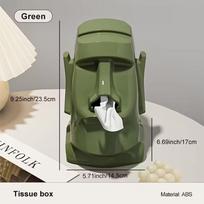 New 3 in 1 Desktop Storage Box Moai Statue ABS Earphone Storage Rack Multifunctional Paper Tissue Box Living Room žalia