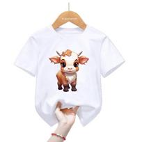 Cotton 100% Kawaii Little Elephant Dragon Dog Fox Pink Owl T-Shirt Cartoon Animals T Shirt Boys Girls Kids Clothes Short Sleeve Tees Top 100