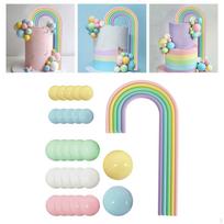 28 Pieces Rainbow Cake Toppers Party Decoration Creative Collectible Decorations for Birthday