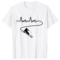 Slidinėjimas Slidinėjimas Širdies ritmas Snieglentė Vyriški drabužiai Juokingi Unisex Grafiniai Mados trumpomis rankovėmis Vyriški marškinėliai Apvalia kaklo iškirpte Harajuku marškinėliai S balta