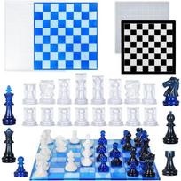 Chess Set with Silicone Molds - DIY Craft Kit for Board Games, Includes Full Size 3D Pieces & Resin Casting Mold