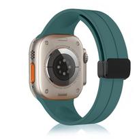 Strap For Apple watch ultra 3 2 band 44mm 45mm 49mm 40mm 41mm 46mm Magnetic Silicone Bracelet correa iWatch Series 8 se 9 10 11 42 44 45 49 S10-46mm pušies žalios spalvos