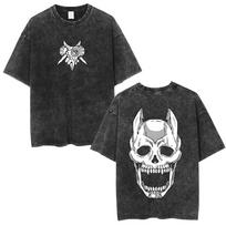 Anime Jojo Bizarre Adventure Kira Yoshikage Killer Queen Vintage Acid Washed T Shirts Mens Women Casual Short Sleeves Tshirts M
