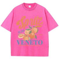Spritzy Veneto Orange Fruits Prints Washed T Shirts Women Cotton TShirt Distressed ONeck Comfortable Tops Summer Woman Clothes S