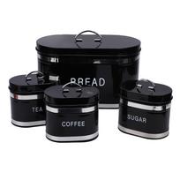 Bread Box and Canister Set for Kitchen Countertop Bread Bin Sugar Tea Coffee Storage Canister with Lid for Pastry Dry Food