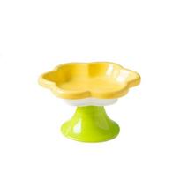 Ceramic Cat Bowl With Stand Cats Drinking Feeder Dog Food Feeding Basin  Neck Protection geltona