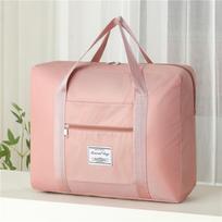 Large Capacity Travel Bag Folding Waterproof Luggage Tote Handbag Portable Versatile Gym Yoga Storage Shoulder Bag For Women Men rožinė