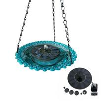 Automatic Solar Fountain Birdbath Waterfall Design Hanging Bird Bath Outdoor Bath Tray  Garden mėlyna