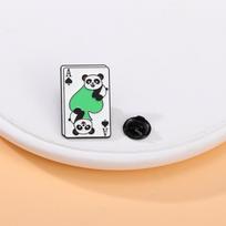 Creative Cute Poker Animal Design Enamel Brooches Cartoon Red J Q Cat Kitty Badge Green K A Panda Pins For Pet Lovers Gift