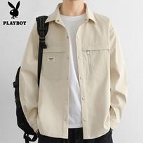 Playboy Men's Casual Long-Sleeve Shirt Jacket 2XL abrikosas