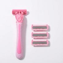 Women’s Smooth Shave Razor, Replaceable Head Travel Shaver for Bikini, Legs & Underarms, Compact with Case rožinė