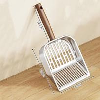 Cats Supplies Wooden Handle Cat Litter Scoop Waste Removal Stainless Steel Tofu Sand Scoop Easy Clean Pet Waste Shovel