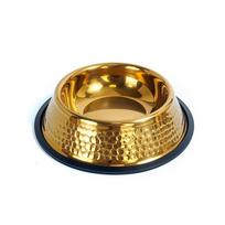 Large Capacity Pet Feeding Bowl Gold Plated Anti Slip Dog Food Basin Metal Stainless Steel Dog Water Food Bowl for Feeding (Gold,16cm) auksas