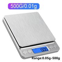 Precise 0.05G-500G Measure Electronic Kitchen Scale Stainless Steel Lcd Display Precise Weighing Cooking Ingredients Diet Scale