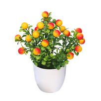 Multicolor Artificial Fruits Bonsai Pomegranate Lemon Orange Peach Strawberry Fruit Tree Potted Green Leaves Waterproof