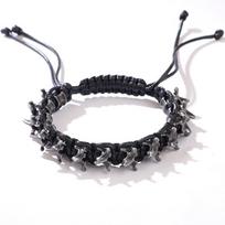 Men's Punk Hip Hop Handmade Woven Alloy Keel Adjustable Size Bracelet Fashion Woven Hand Chain Punk Dark Style Accessory juoda