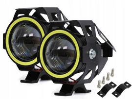 2X Halogen Motocyklowy Led Lampa Reflektor Ring Cob Komplet 2 Tryby Światła