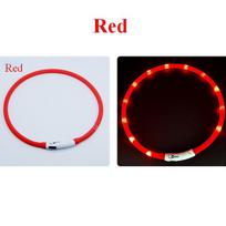 Silikoninis LED antkaklis šuniui, įkraunamas 3 darbo režimai, šviesesnis, minkštesnis, maks. 70 cm, nakties sauga, mirksintis švytintis antkaklis, apsaugantis nuo praradimo raudona