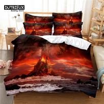 Beautiful Scenery Bedding Set, Volcano Duvet Cover Set, Soft Comfortable Breathable Duvet Cover, For Bedroom Guest Room Decor EU single(135x200cm)
