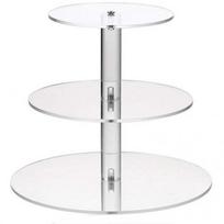 Skaidrus apvalus akrilinis 3/4 pakopų torto stovas, vakarėlio keksiukų vitrina 3 Layer