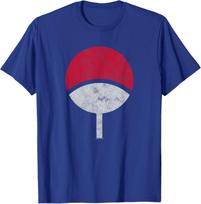 Naruto Shippuden Sasuke Uchiha Symbol Distressed T-Shirt S