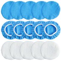 15Pcs Car Polisher Pad Bonnet 7 to 8 Inch/9 to 10 Inch Reusable Car Buffing Pads with Microfiber Wax Pads and Woollen Polishing
